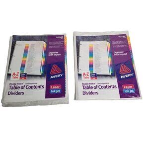Avery Table of Contents Dividers A-Z Tabs 2 Pack Bundle Office Organization